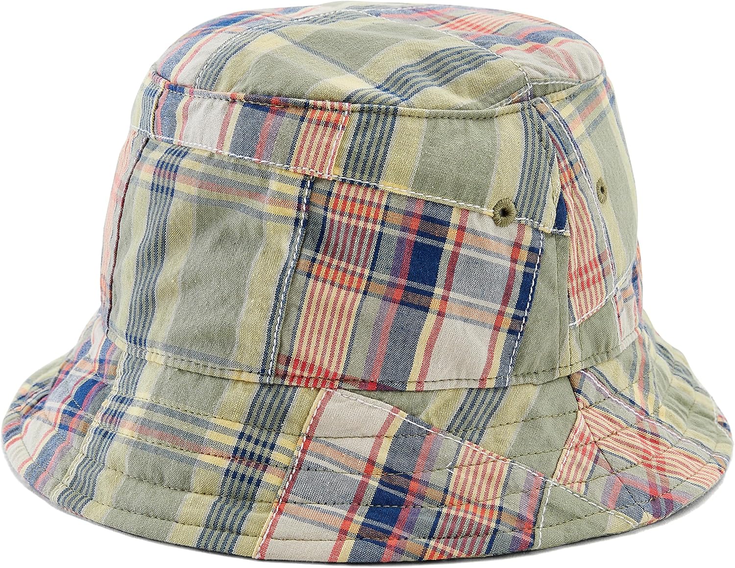 Nautica Men's Reversible Madras Patchwork Plaid Bucket Hat, Sage
